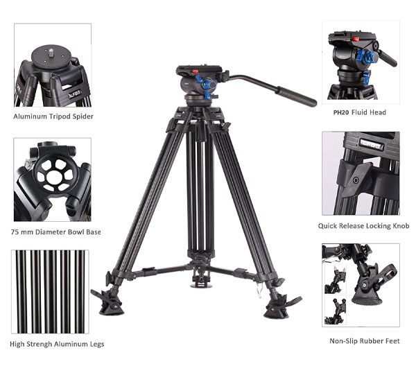 سه پایه دوربین حرفه ای جیماری Jmary Tripod Video PH20+LF85