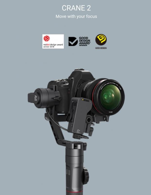 تصویر از گیمبال دوربین ژیون کرین 2 همراه با موتور فوکوس Zhiyun-Tech Crane-2 