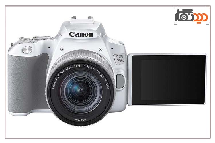 دوربین canon 250D سفید با لنز 18-55 DC III