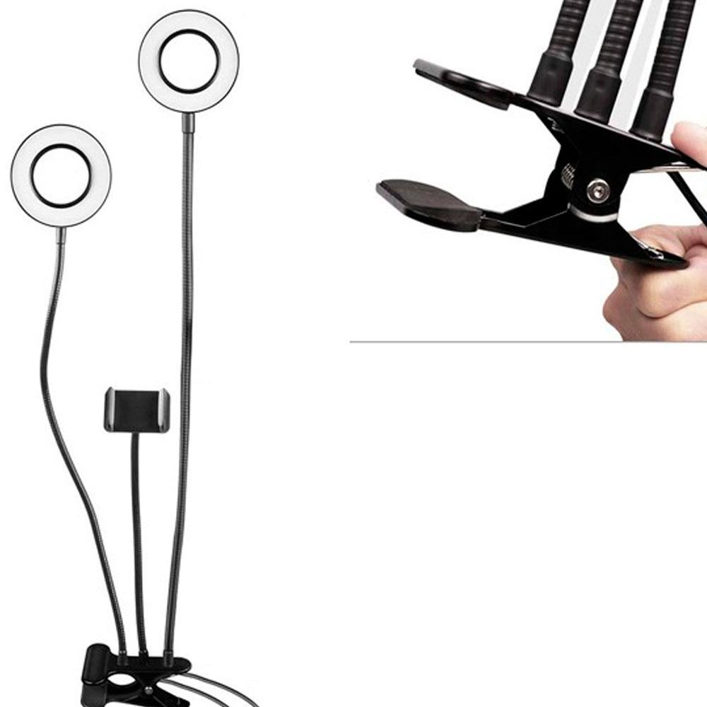 رینگ لایت سه شاخه کلیپسی حرفه ای موبایل