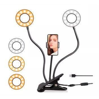 رینگ لایت سه شاخه کلیپسی حرفه ای موبایل