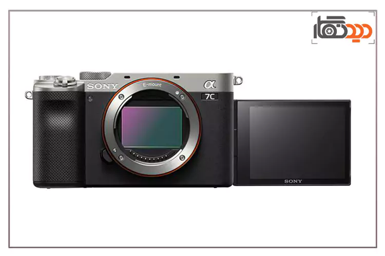 نمای رو به روی دوربین sony a7c نقره ای