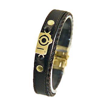 دستبند چرمی قهوه ای کد 02