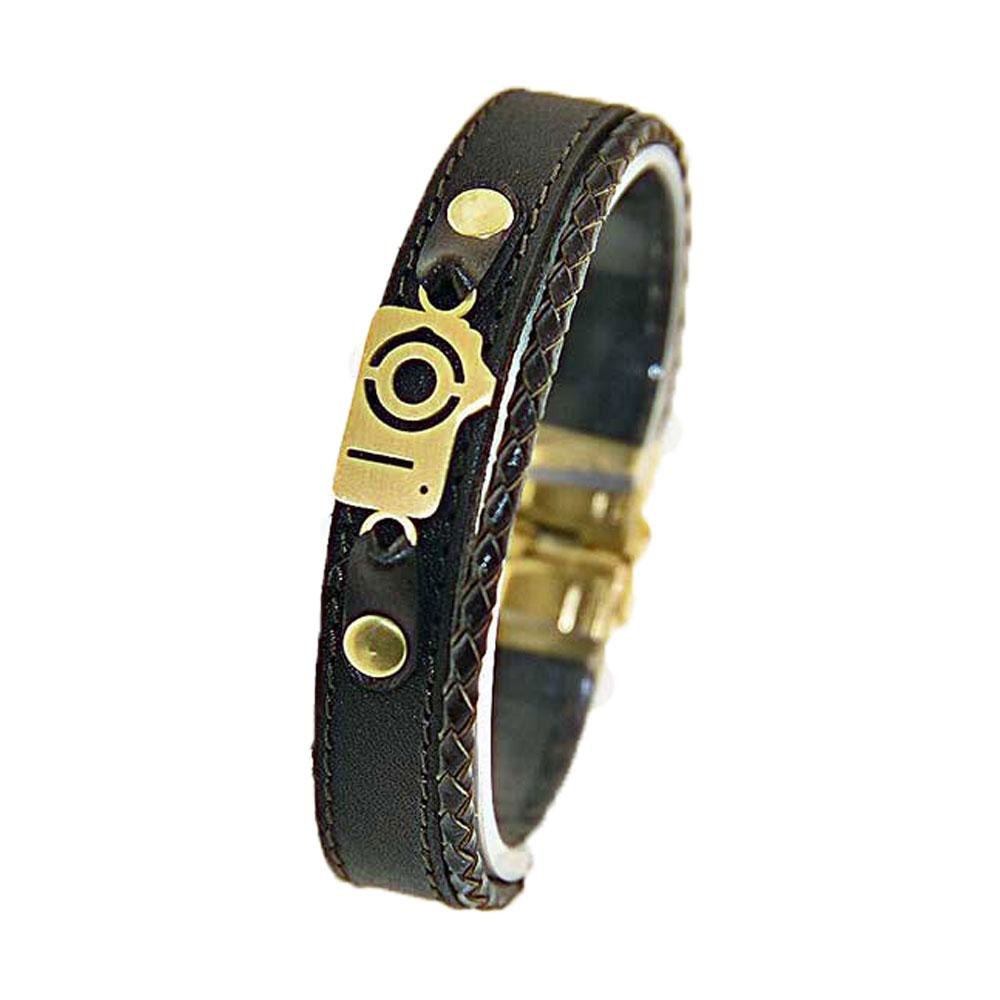 دستبند چرمی قهوه ای کد 02