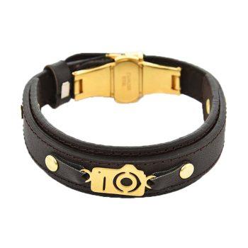 دستبند چرمی قهوه ای کد 04