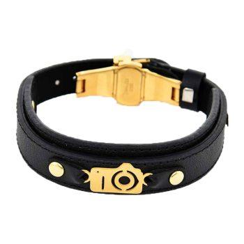 دستبند چرمی مشکی کد 04