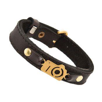 دستبند چرمی قهوه ای کد 01