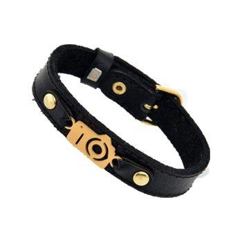 دستبند چرمی مشکی کد 01