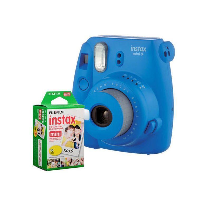 دوربین چاپ سریع فوجی فیلم آبی Instax Mini 9 + کاغذ 10 تایی