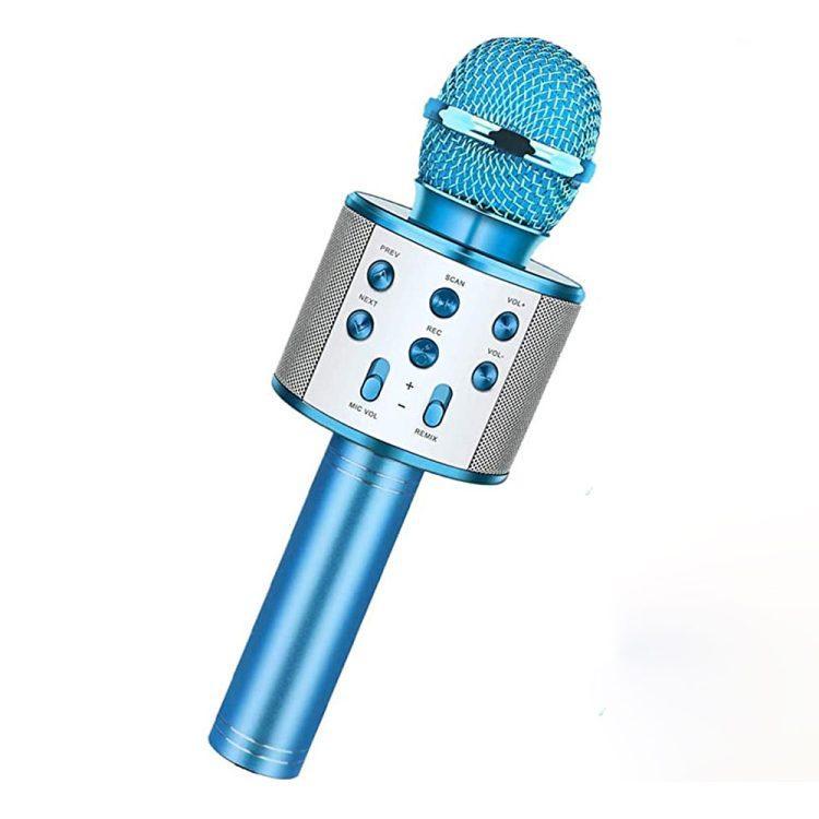 میکروفن اسپیکر بلوتوثی WS-858 Wireless Microphon Blue