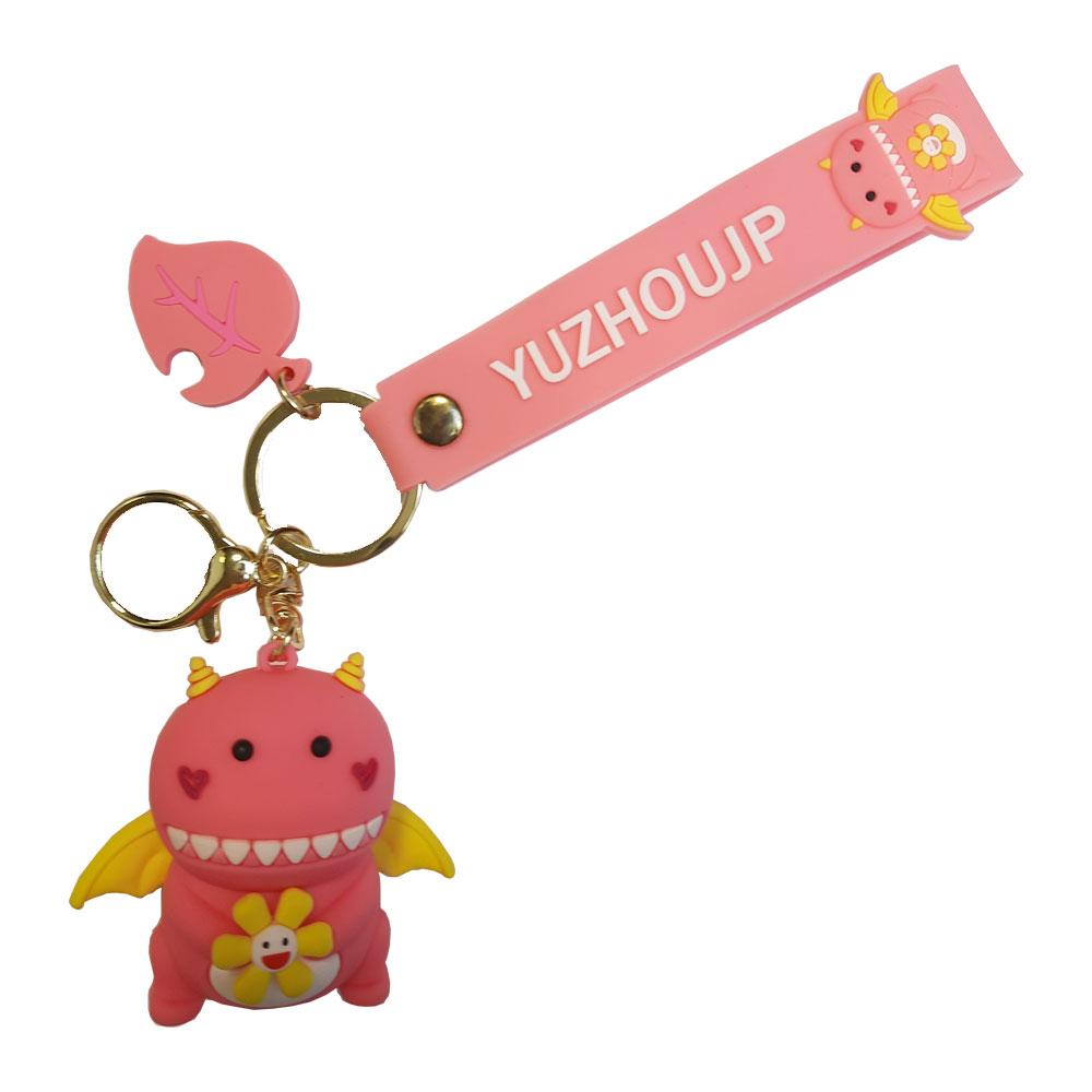 جاکلیدی سیلیکونی طرح دایناسور صورتی pink Dinosaur