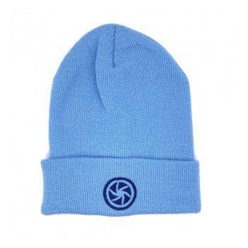 کلاه بافت طرح دیافراگم رنگ آبی روشن
