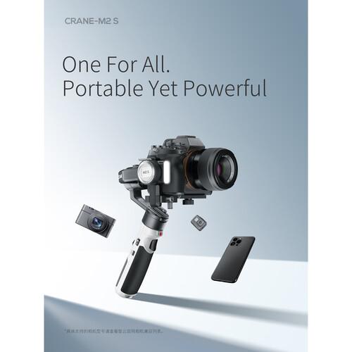 تصویر از گیمبال ژیون تک کرین ام 2 اس Zhiyun-Tech CRANE-M2 S Stabilizer و قرارگیری دوربین و تلفن های همراه