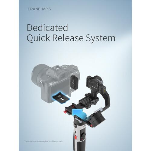 تصویر از نحوه قرارگیری دوربین بر گیمبال ژیون تک کرین ام 2 اس Zhiyun-Tech CRANE-M2 S Stabilizer