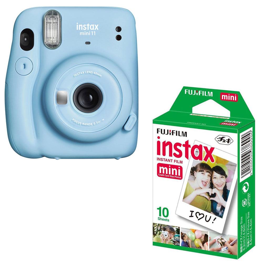 دوربین عکاسی فوجی فیلم FUJIFILM INSTAX Mini 11 آبی + کاغذ 10 عددی