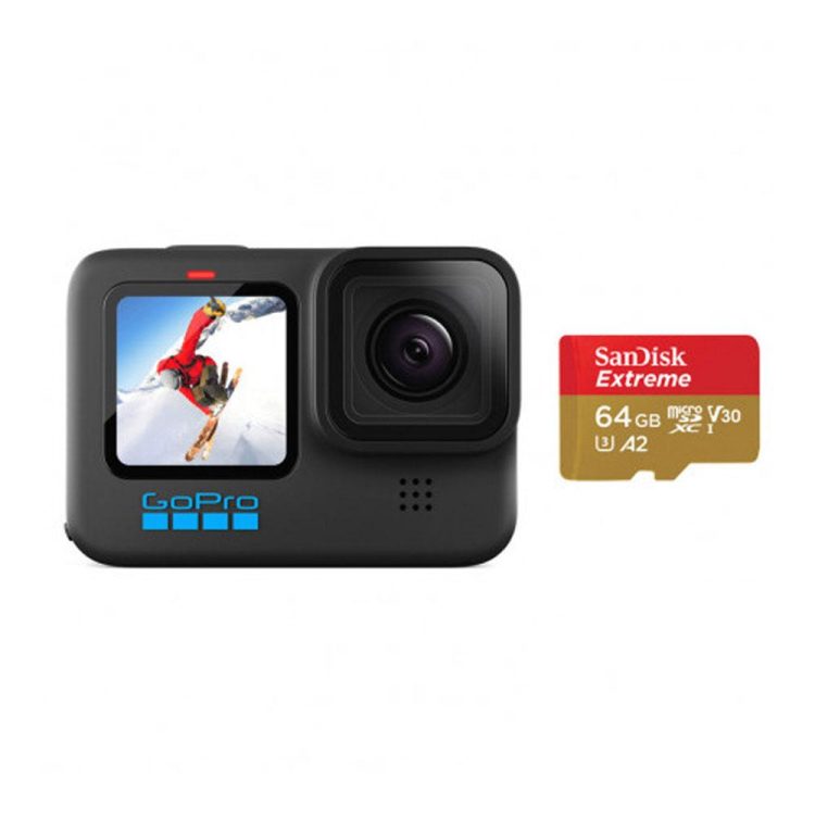 دوربین گوپرو هیرو GoPro HERO10 همراه با کارت حافظه SanDisk Extreme Micro SD 64GB