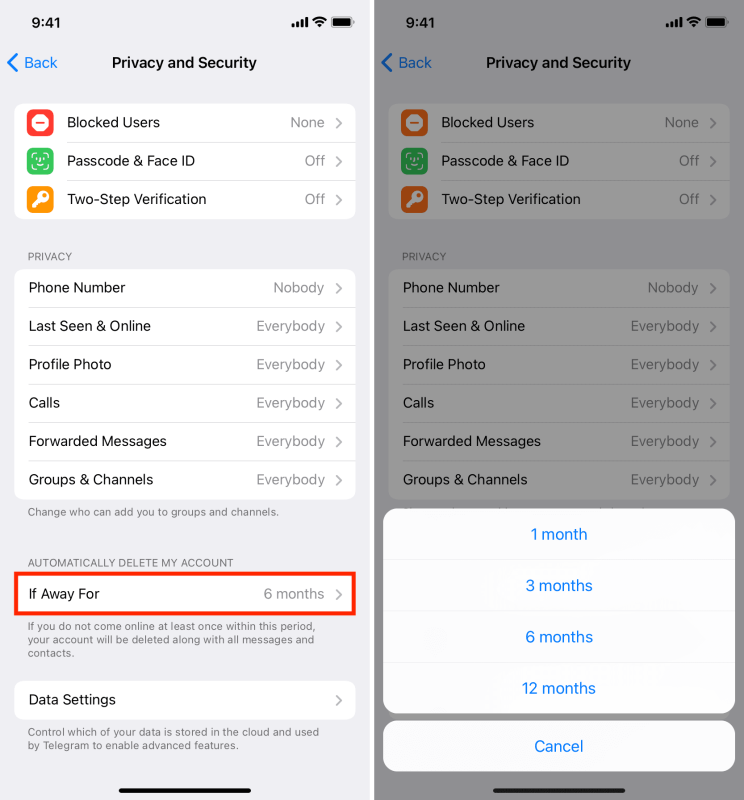 دیلیت اکانت تلگرام