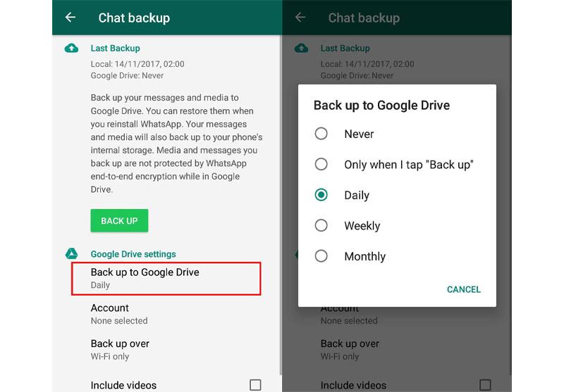بکاپ‌ گرفتن از واتساپ