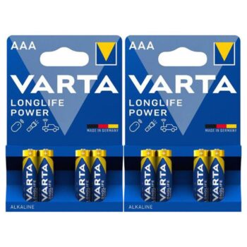 باتری نیم قلمی آلکالاین وارتا Varta Longlife Power (8عددی)