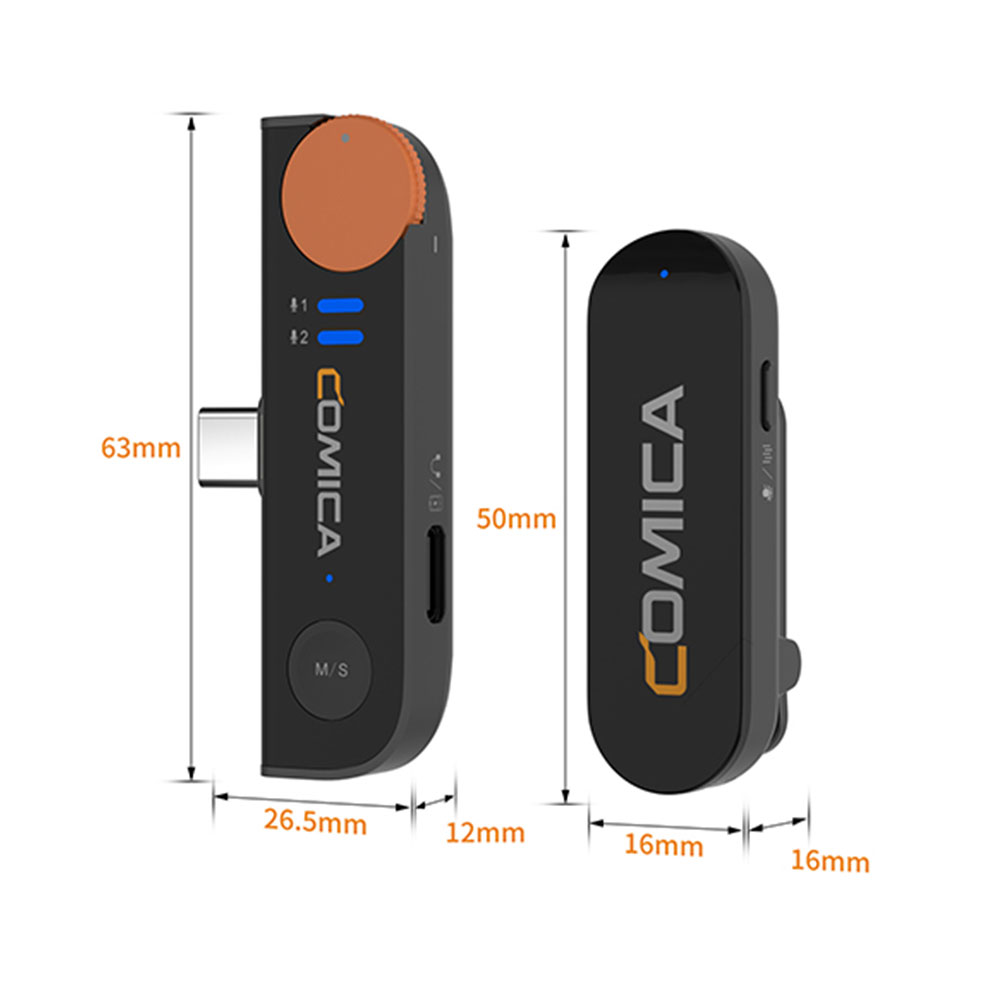 ابعاد میکروفن بی سیم کامیکا Comica Vimo S-UC