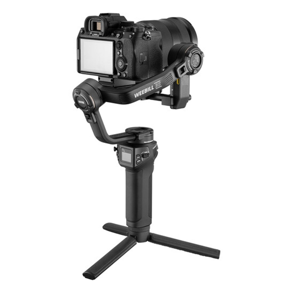 تصویر از گیمبال دوربین ژیون ویبیل 3 اس Zhiyun WEEBILL 3S Gimbal به صورت ایستاده و دوربین سوار شده 
