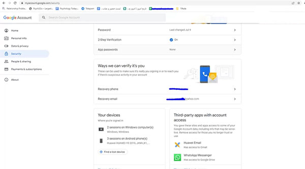 بازیابی رمز جیمیل
