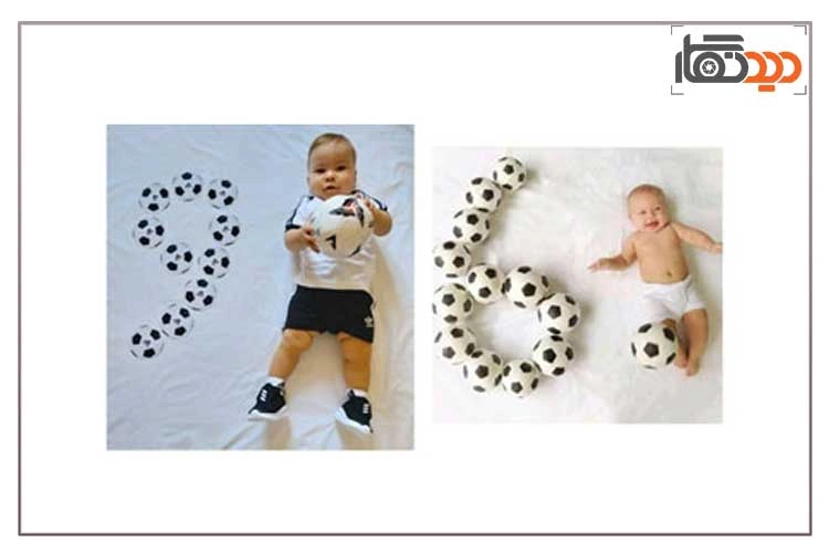 ایده عکس ماهگرد نوزاد با توپ
