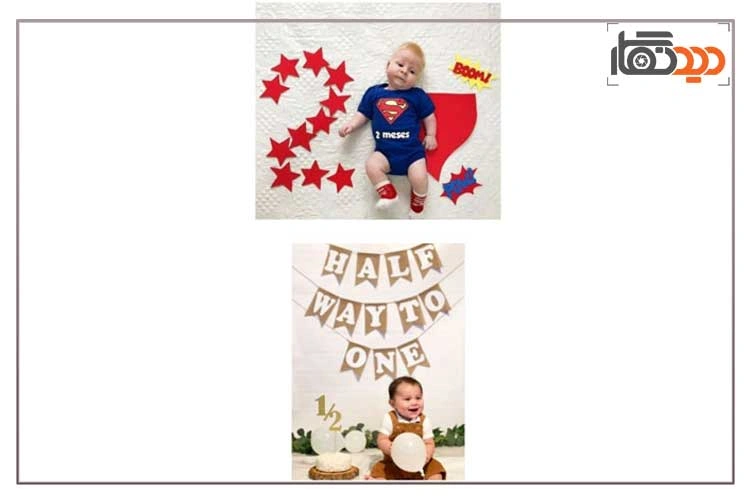 ایده عکس ماهگرد نوزاد با ریسه