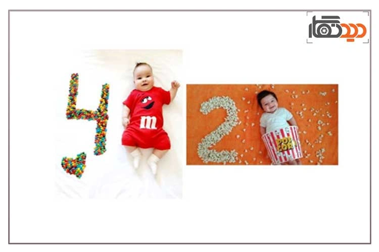 ایده عکس ماهگرد نوزاد با خوراکی