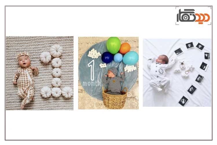 ایده عکس ماهگرد نوزاد روی زمین