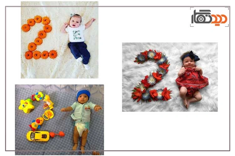 ایده عکس ماهگرد نوزاد 2 ماهگی