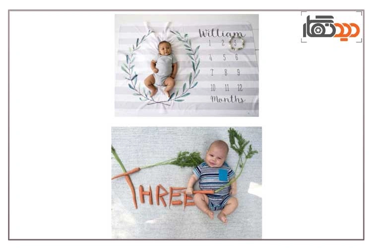 ایده عکس ماهگرد نوزاد با گیاه