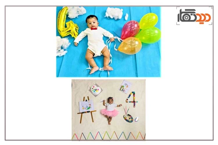 ایده عکس ماهگرد نوزاد با بادکنک