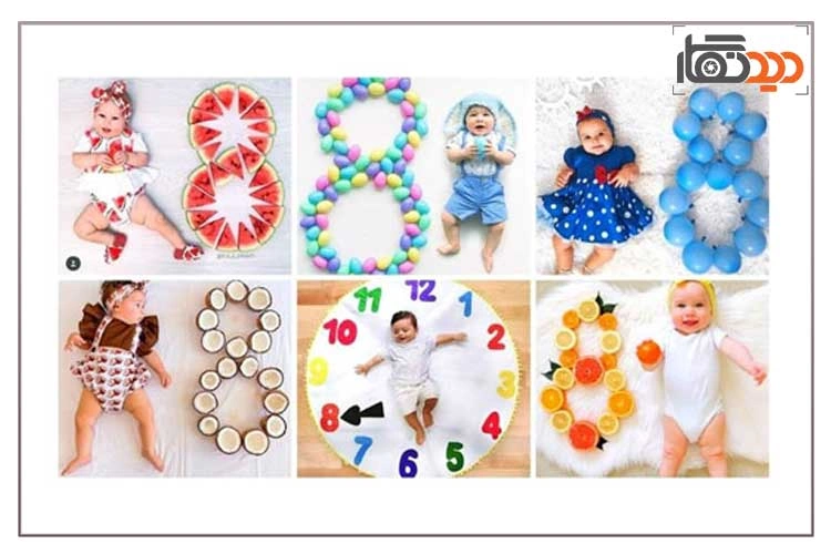 ایده عکس ماهگرد نوزاد 8 ماهگی