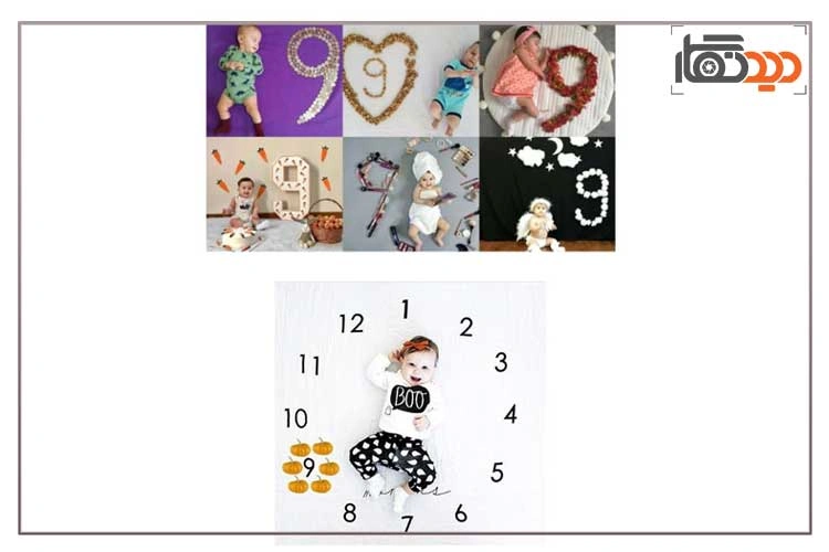 ایده عکس ماهگرد نوزاد 9 ماهگی
