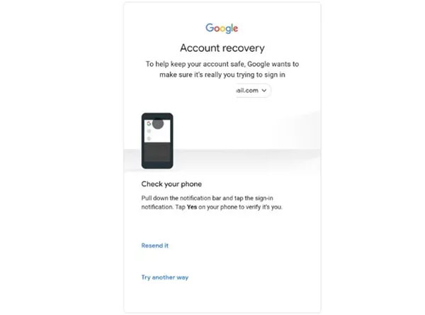 بازیابی رمز جیمیل