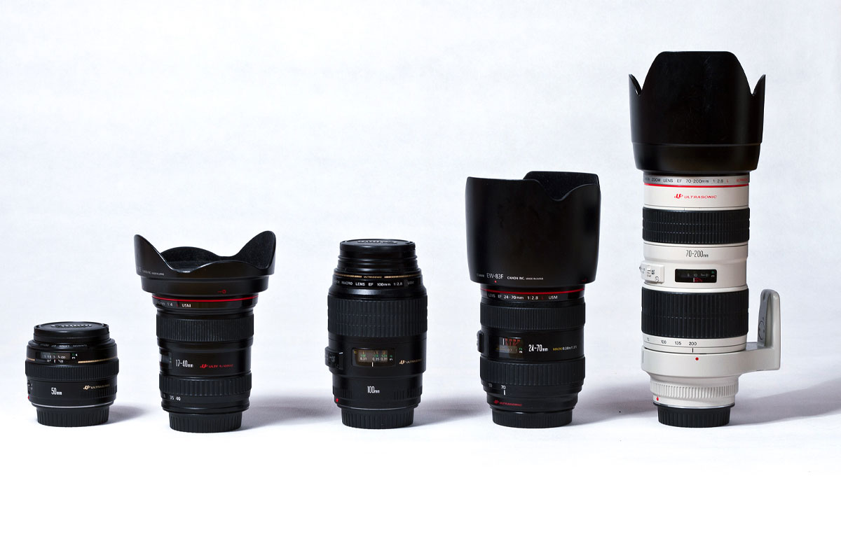 انواعی از لنز دوربین عکاسی در یک قاب