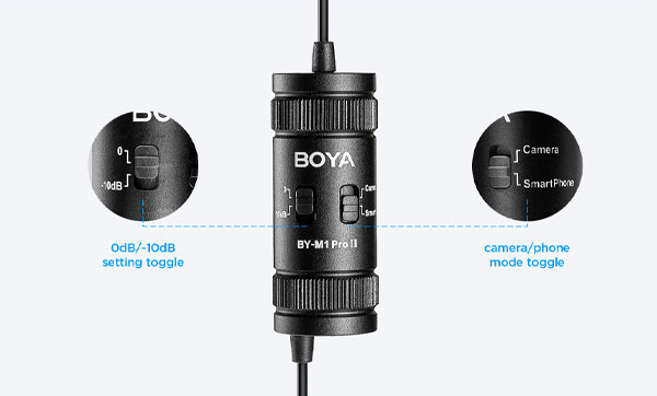 دکمه ها و قابلیت های میکروفن یقه ای بویا مدل Boya BY-M1 Pro II