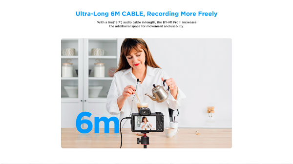 طول کابل میکروفن یقه ای بویا مدل Boya BY-M1 Pro II