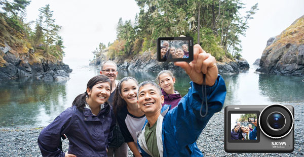دوربین اکشن ورزشی اس جی کم Sjcam SJ10 Pro Dual Screen و خانواده در حال عکاسی