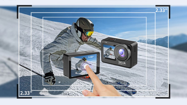 دوربین اکشن ورزشی اس جی کم Sjcam SJ10 Pro Dual Screen و اسکی باز در حال عکاسی