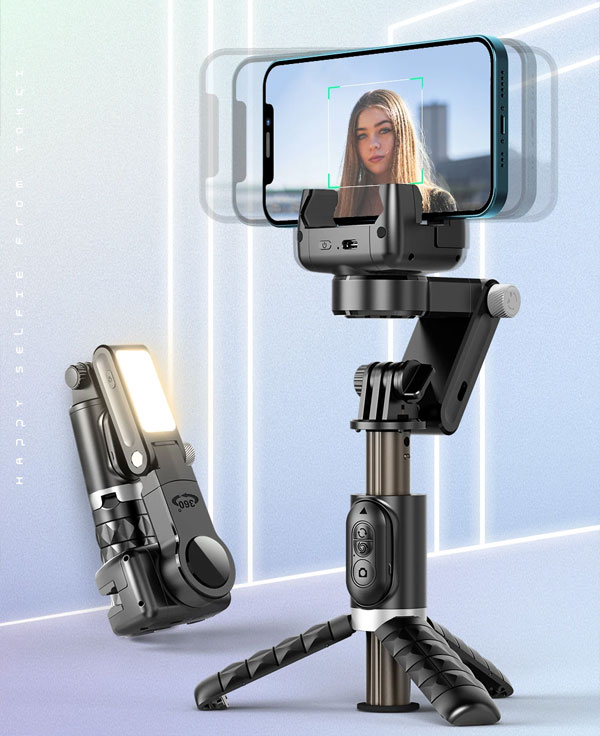 گیمبال موبایل کیو 18 Q18 Gimbal Stabilizer for Smartphone با نور فلاش