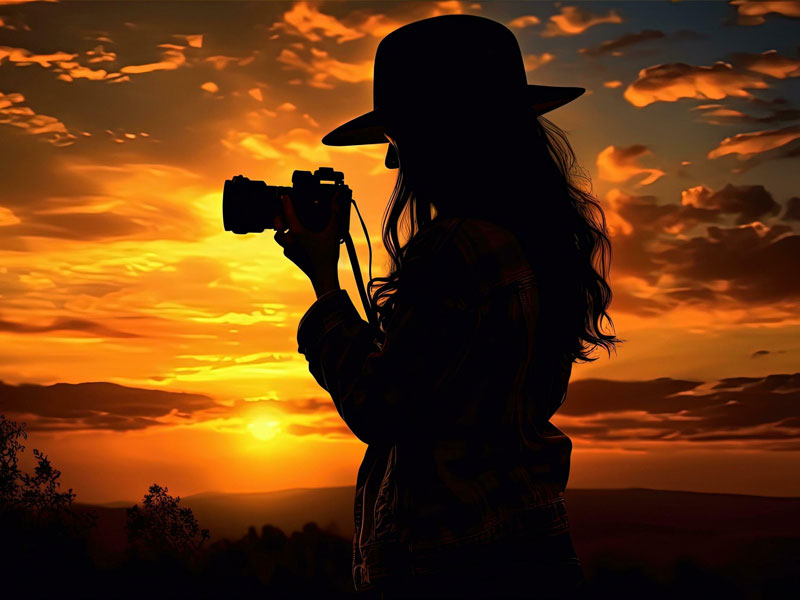 عکاسی با تکنیک سیلوئت و خانم عکاس با دوربین