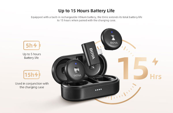 میکروفون بی سیم تایپ سی BOYA OMIC U و عمر باتری