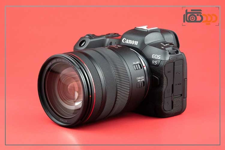 دوربین بدون آینه کانن Canon EOS R5 Mark II Mirrorless Camera 24-105mm f/4 Lens و نمای جانبی