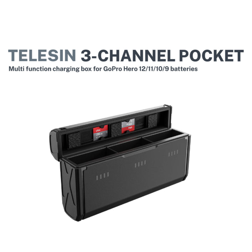 کیس شارژ 3 تایی جیبی تلسین Telesin Pocket Storage Charging Box For GoPro9-10-11-12
