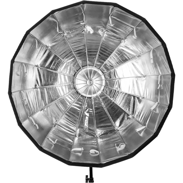 بیوتی دیش پارچه ای پرتابل 16 وجهی پارابولیک 105cm نقره ای اتوماتیک همراه با گرید از روبرو