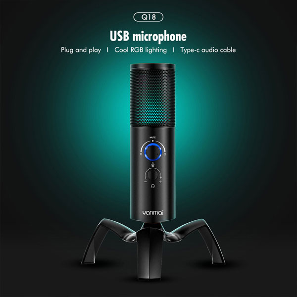 میکروفن استودیویی یانمای Yanmai Q18 و نمای روبرو