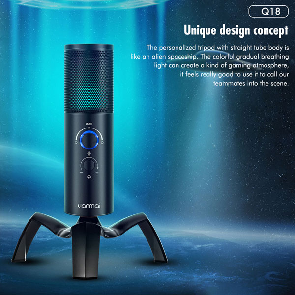 میکروفن استودیویی یانمای Yanmai Q18 و نمای روبرو