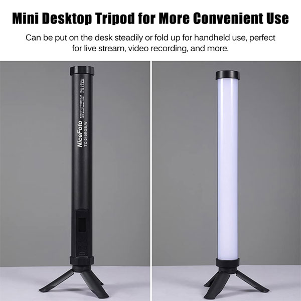 نور باتومی نایس فوتو NiceFoto TC-210RGB.W LED Light و ابعاد